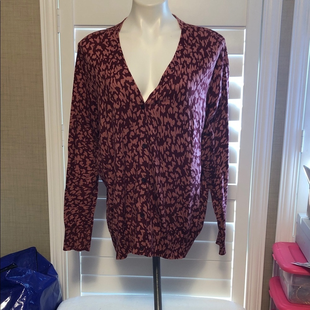 Merona Pink and Black Patterned Cardigan